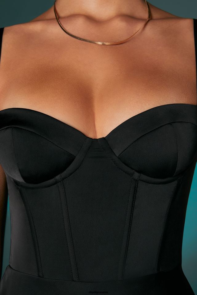 Oh Polly rochie femei mini rochie tip corset tinsley cu tiv asimetric negru 6PJ0L110