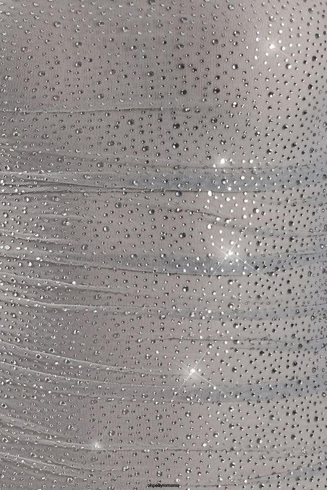 Oh Polly rochie femei în lumina reflectoarelor rochie mini împodobită din plasă cu volan argint 6PJ0L411
