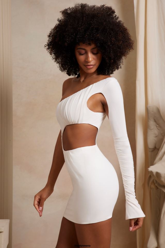 Oh Polly rochie femei rochie mini anouska cu o singură mânecă decupată fildeş 6PJ0L127
