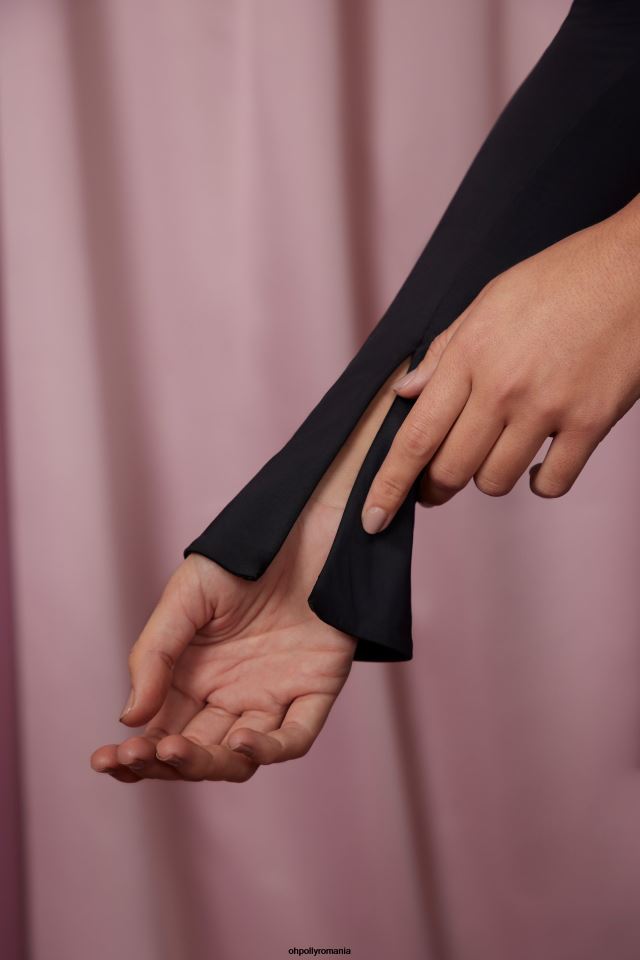 Oh Polly rochie femei rochie mini asimetrică cu o singură mânecă joie negru 6PJ0L88