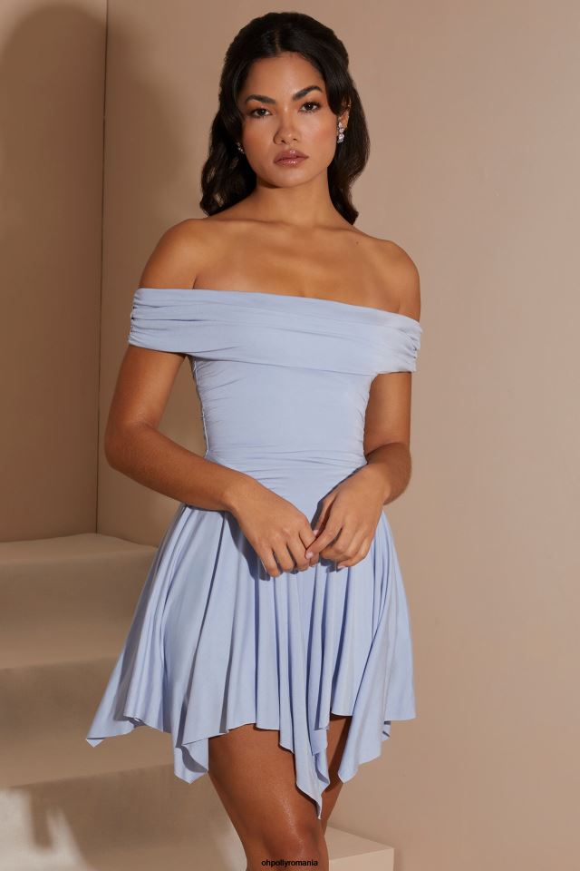 Oh Polly rochie femei rochie mini bardot aurelia tiv batista albastru 6PJ0L239