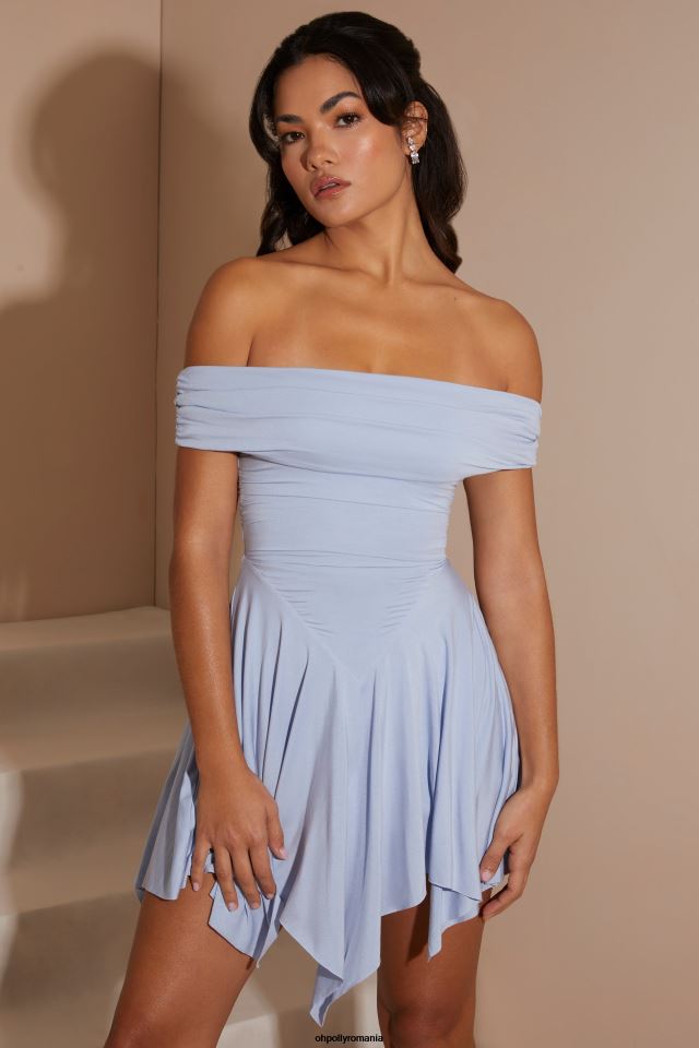 Oh Polly rochie femei rochie mini bardot aurelia tiv batista albastru 6PJ0L239