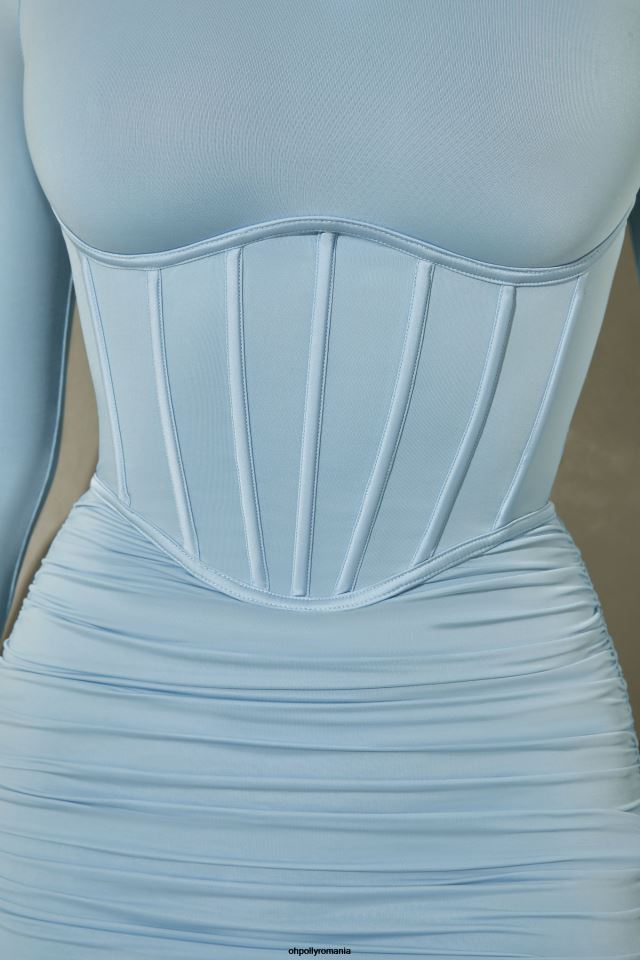 Oh Polly rochie femei rochie mini corset arden cu maneca lunga albastru deschis 6PJ0L552