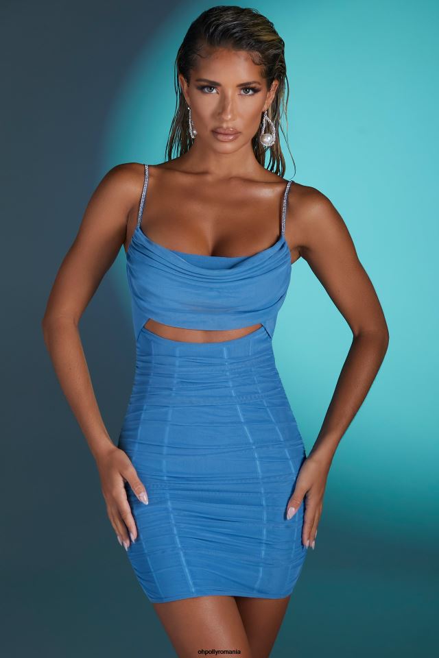 Oh Polly rochie femei rochie mini cu bretele impodobita Montpellier albastru 6PJ0L334