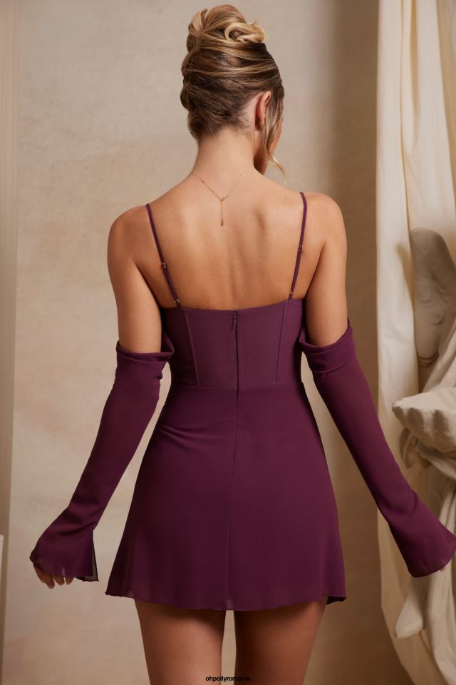Oh Polly rochie femei rochie mini cu corset cu umăr dezactivat karolina prună 6PJ0L281