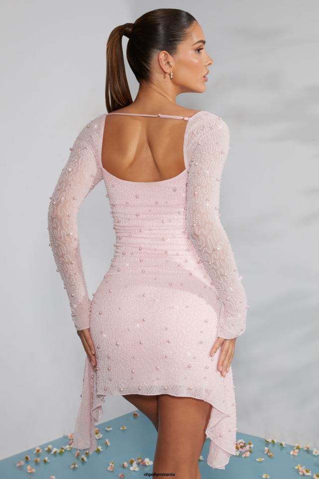 Oh Polly rochie femei rochie mini cu mânecă lungă, cu decolteu cu capcană, ornamentată fard de obraz 6PJ0L229