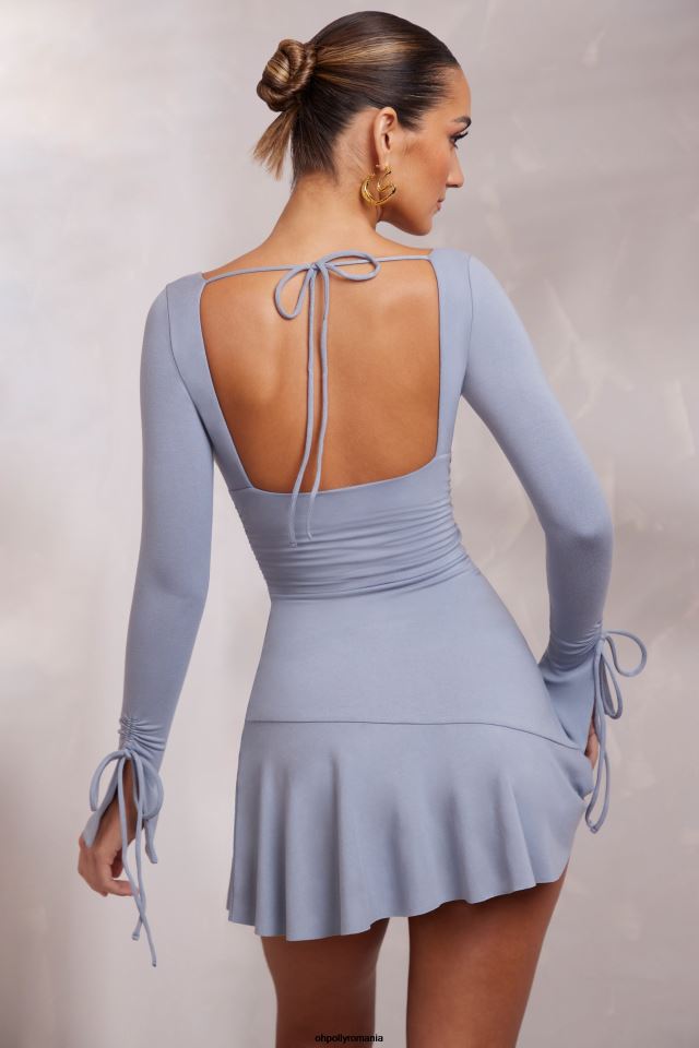 Oh Polly rochie femei rochie mini cu mânecă lungă, cu volan, lilah albastru 6PJ0L225