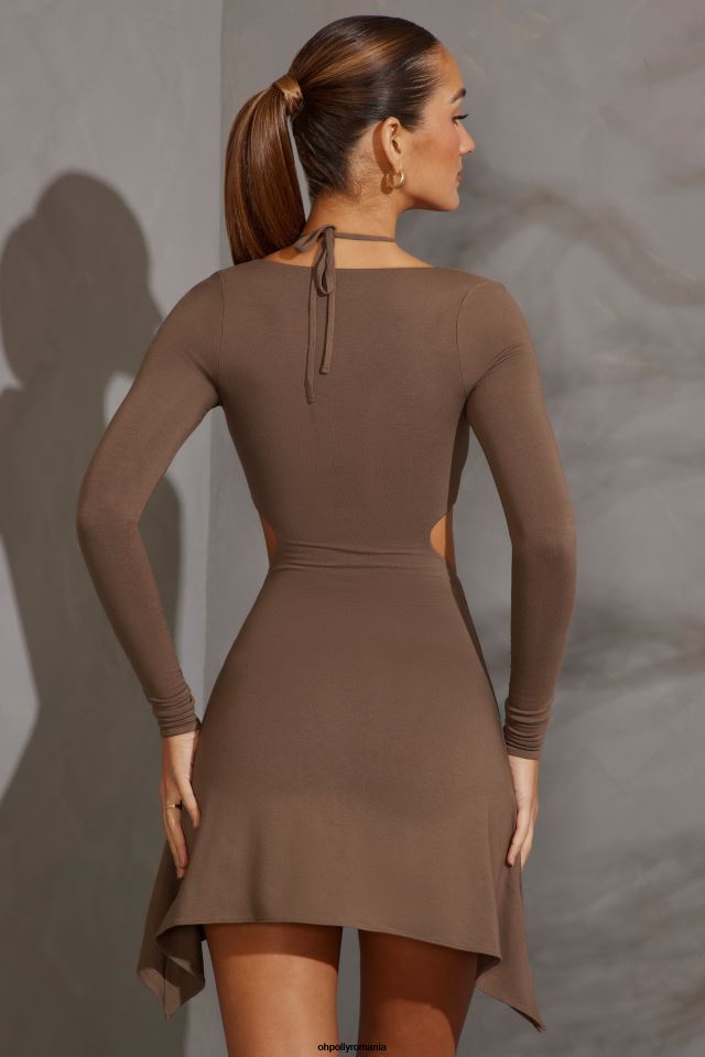 Oh Polly rochie femei rochie mini cu mânecă lungă inga taupe 6PJ0L286