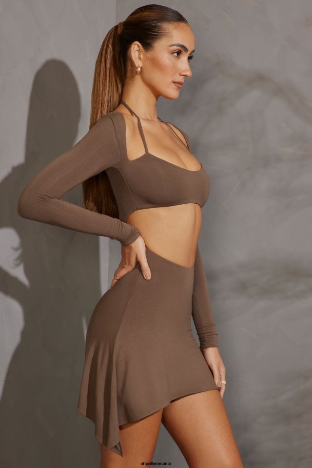 Oh Polly rochie femei rochie mini cu mânecă lungă inga taupe 6PJ0L286