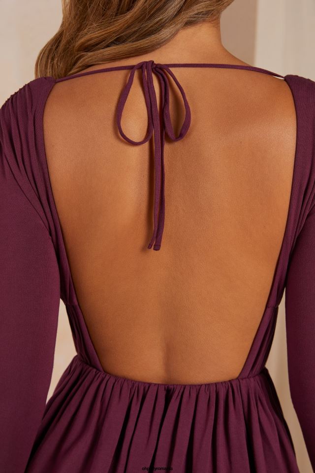 Oh Polly rochie femei rochie mini cu mânecă lungă lara, cu decolteu adânc, în formă de A prună 6PJ0L267
