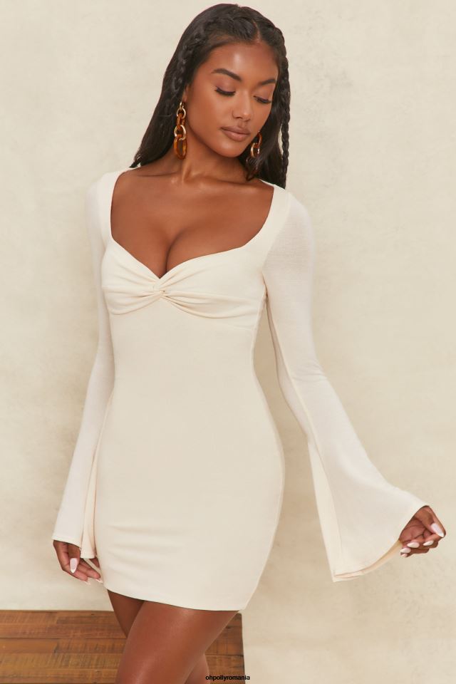 Oh Polly rochie femei rochie mini cu maneci flare cele mai nebunesti cremă 6PJ0L542
