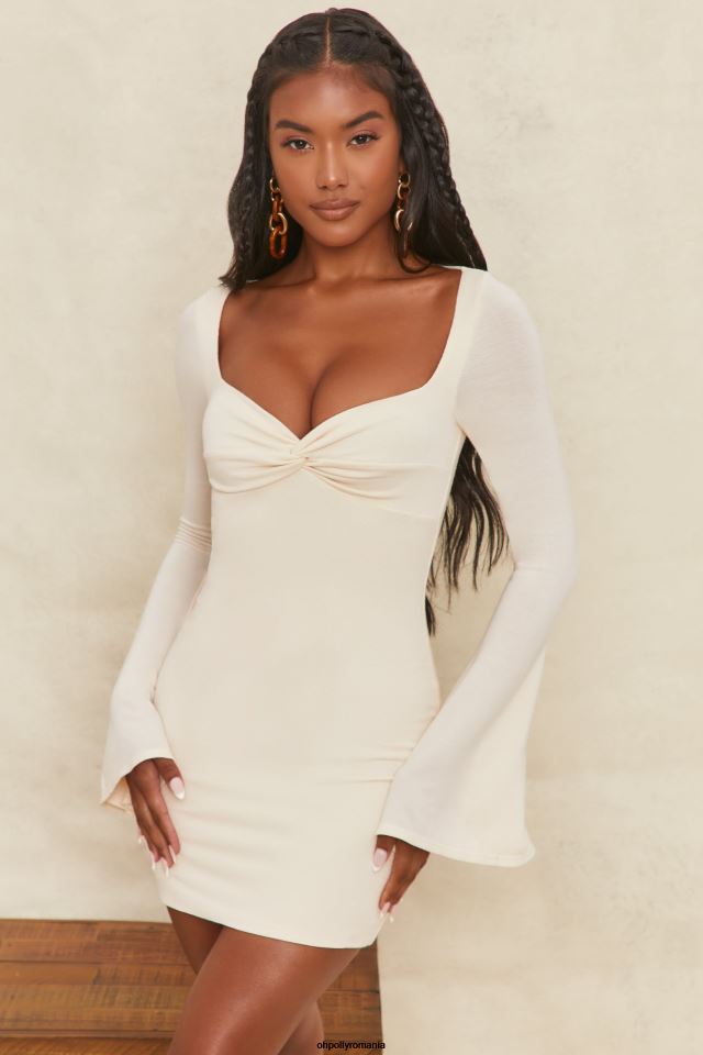 Oh Polly rochie femei rochie mini cu maneci flare cele mai nebunesti cremă 6PJ0L542