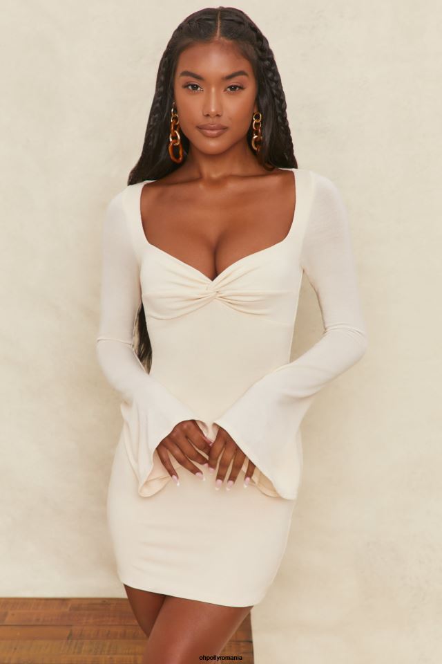 Oh Polly rochie femei rochie mini cu maneci flare cele mai nebunesti cremă 6PJ0L542