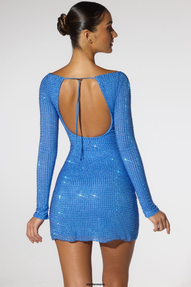 Oh Polly rochie femei rochie mini cu maneci lungi cu corset impodobit cu valeria albastru cobalt 6PJ0L30