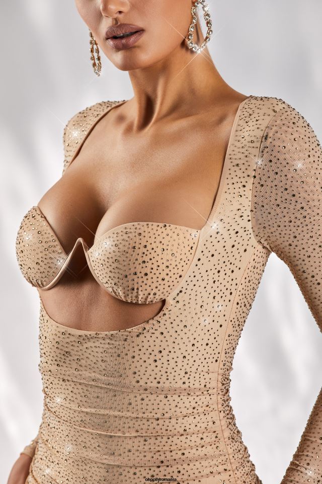Oh Polly rochie femei rochie mini cu maneci lungi incantatoare dragoste aur 6PJ0L450