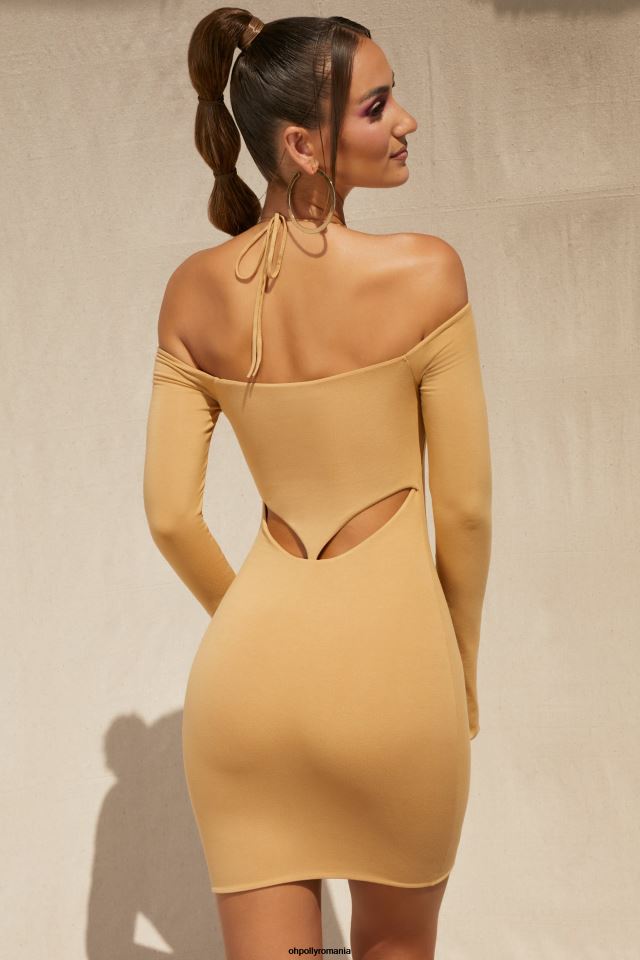 Oh Polly rochie femei rochie mini cu nisipuri calde de pe umăr bej 6PJ0L183