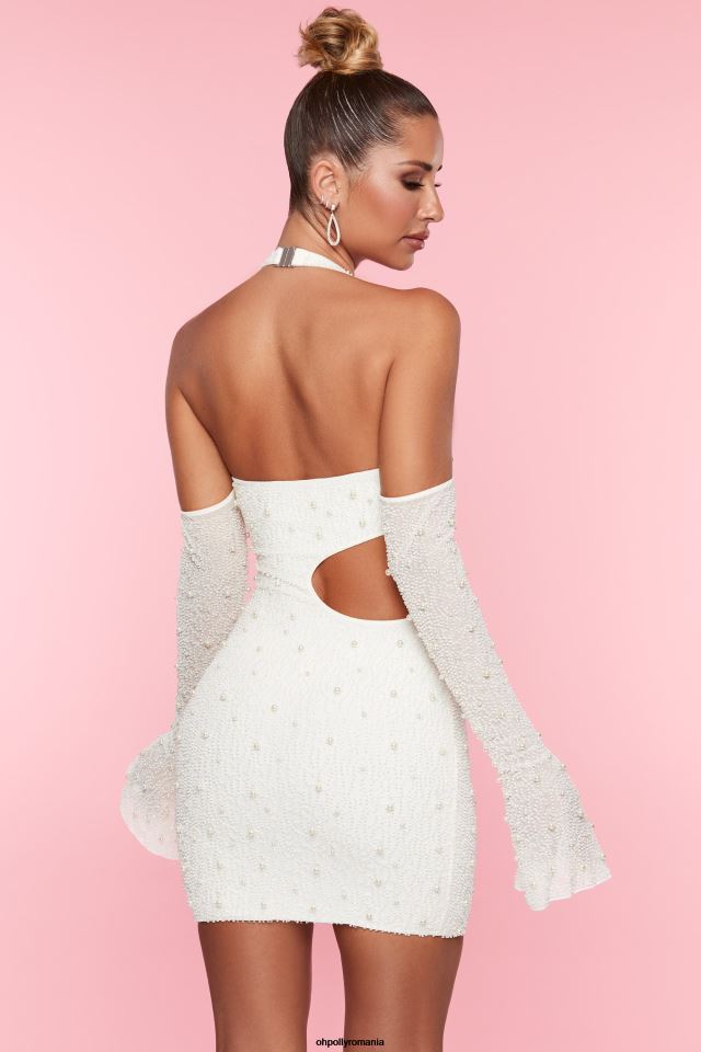 Oh Polly rochie femei rochie mini cu umeri reci impodobit marsilia alb 6PJ0L308