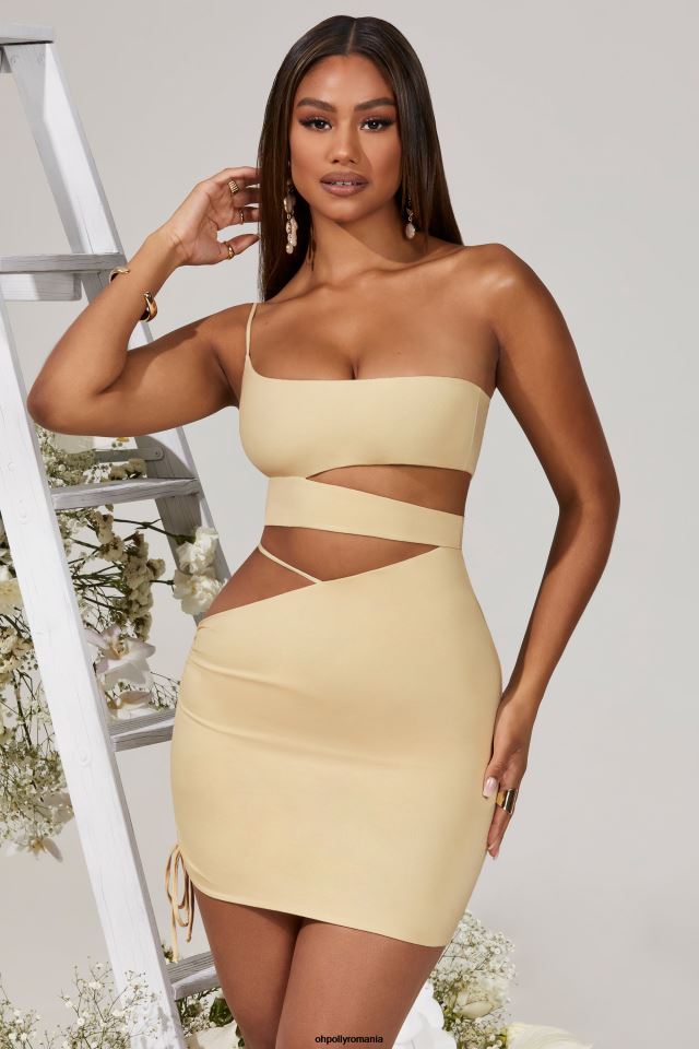 Oh Polly rochie femei rochie mini cu volane yari decupate lateral cremă 6PJ0L292