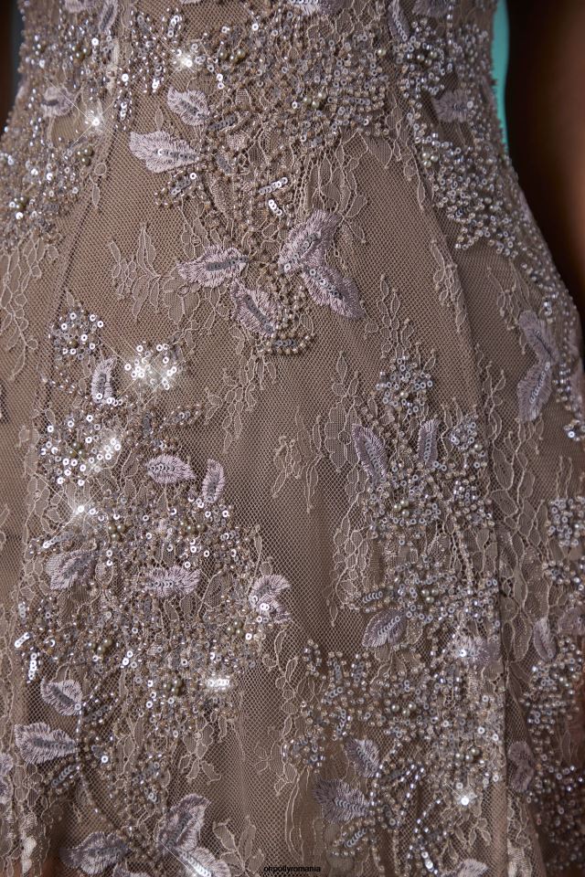 Oh Polly rochie femei rochie mini din dantela impodobita lalita taupe 6PJ0L275