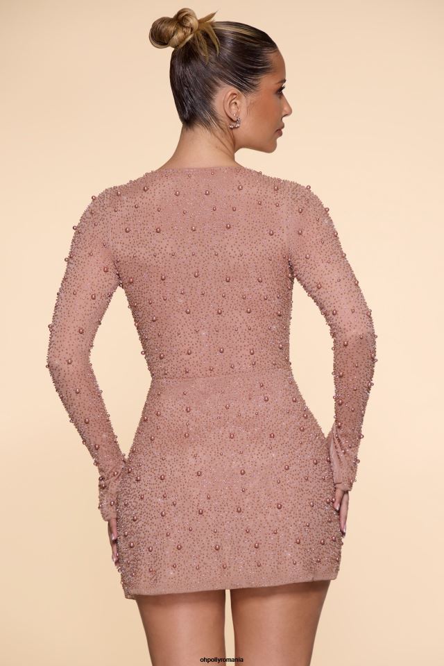 Oh Polly rochie femei rochie mini în formă de linie, înfășurată cu chelsea bej 6PJ0L62