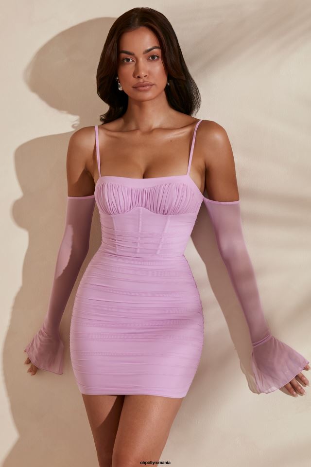 Oh Polly rochie femei rochie mini onor off the shoulder roz 6PJ0L309