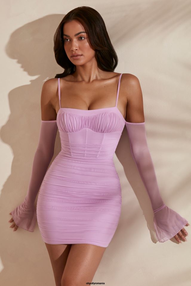 Oh Polly rochie femei rochie mini onor off the shoulder roz 6PJ0L309