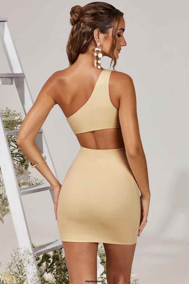 Oh Polly rochie femei rochie mini orla cu rasucire asimetrica cremă 6PJ0L339