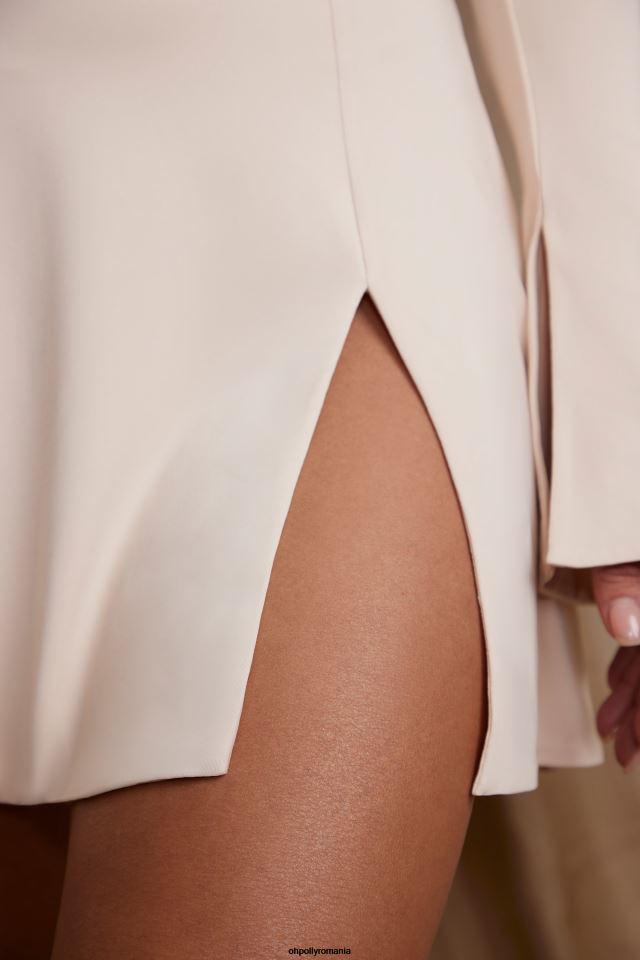 Oh Polly rochie femei rochie mini salome cu maneci lungi cu bretele incrucisate cremă 6PJ0L273