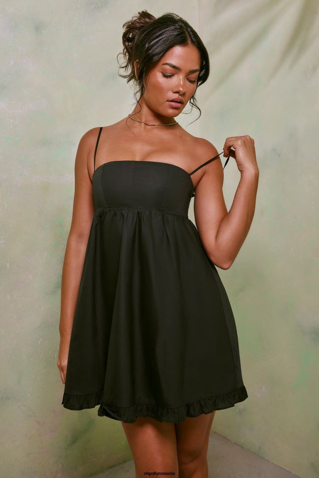 Oh Polly rochie femei rochie mini silvana empire din bumbac cu talie negru 6PJ0L32